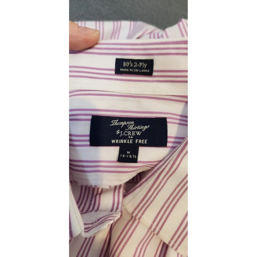 Thompson by J.Crew Wrinkle Free Dress Shirt‎ Men's Sz M Lilac Stripe Preppy